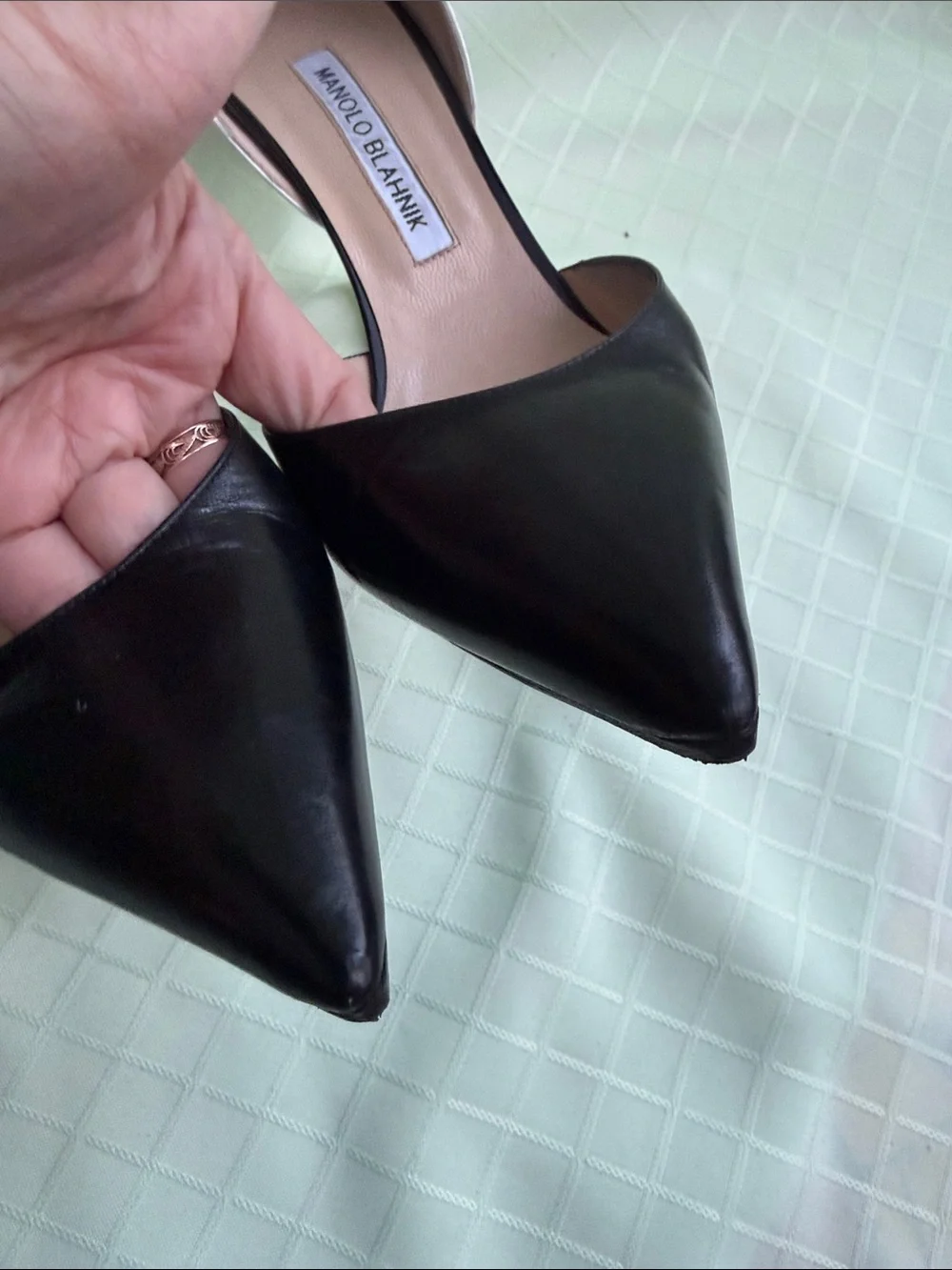 Manolo Blahnik Black and White Pointed D'Orsay Stiletto Pumps in the Box